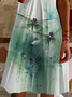 Women Dragonfly Short Sleeve Summer Printing Dress V Neck Daily Casual Midi Fit & Flare Dress A-Line Dress