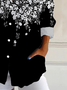 Women Floral Long Sleeve Shirt Spring/Fall Buckle Shirt Collar Daily Casual Top