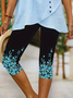 Women Floral Capris Elastic Waist Pant Casual Summer Trousers
