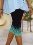 Women Floral Capris Elastic Waist Pant Casual Summer Trousers