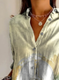 Women Hippie Long Sleeve Shirt Spring/Fall Buckle Shirt Collar Daily Casual Top