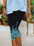 Women Floral Capris Elastic Waist Pant Casual Summer Trousers