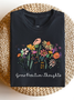 Women Floral Short Sleeve Tee T-shirt Crew Neck Casual Summer Top