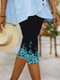 Women Floral Capris Elastic Waist Pant Casual Summer Trousers