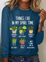 Women Text Letters Long Sleeve Blouse Spring/Fall Crew Neck Daily Casual Top