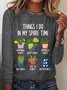 Women Text Letters Long Sleeve Blouse Spring/Fall Crew Neck Daily Casual Top