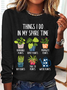 Women Text Letters Long Sleeve Blouse Spring/Fall Crew Neck Daily Casual Top