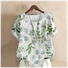Women Floral Half Sleeve Blouse Summer Crew Neck Daily Casual Top