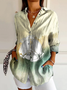 Women Hippie Long Sleeve Shirt Spring/Fall Buckle Shirt Collar Daily Casual Top
