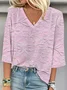Women 3D Printing Three Quarter Sleeve Blouse Spring/Fall V Neck Daily Casual Top