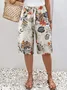 Women Floral Fifth Pants Pant Casual Summer Trousers