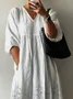 Women Floral Half Sleeve Summer Printing Dress V Neck Daily Casual Maxi A-Line Dress