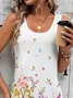 Women Floral Sleeveless Summer Printing Dress Crew Neck Daily Casual Midi Tank X-Line Dress