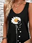 Women Floral Sleeveless Summer Printing Dress Crew Neck Daily Casual Midi Tank X-Line Dress