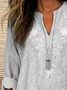 Women Floral Long Sleeve Blouse Spring/Fall Printing V Neck Daily Casual Top