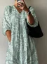 Women Floral Half Sleeve Summer Printing Dress V Neck Daily Casual Maxi A-Line Dress