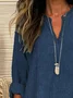 Women Faux Denim Print Graphic Long Sleeve Blouse Spring/Fall Printing V Neck Daily Casual Top