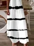 Women Striped Sleeveless Summer Printing Dress V Neck Daily Casual Maxi Slip Dress X-Line Dress