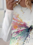 Women Butterfly Long Sleeve Tee T-shirt Crew Neck Printing Casual Spring/Fall Graphic Tee Top
