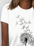 Women Floral Short Sleeve Tee T-shirt Crew Neck Printing Casual Summer Graphic Tee Top