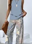 Women Paisley Two-Piece Set Daily Sleeveless Casual Summer Top With Pants Matching Set