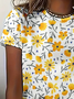 Women Floral Short Sleeve Tee T-shirt Crew Neck Printing Casual Summer Graphic Tee Top
