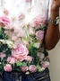 Women Floral Short Sleeve Tee T-shirt Crew Neck Printing Casual Summer Graphic Tee Top