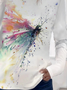 Women Butterfly Long Sleeve Tee T-shirt Crew Neck Printing Casual Spring/Fall Graphic Tee Top
