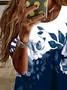 Women Floral Short Sleeve Tee T-shirt Crew Neck Printing Casual Summer Graphic Tee Top