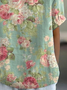 Women Floral Short Sleeve Shirt Summer Printing Shawl Collar Daily Casual Top