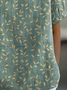 Women Floral Short Sleeve Shirt Summer Printing Shawl Collar Daily Casual Top