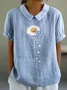 Women Floral Short Sleeve Shirt Summer Printing Shawl Collar Daily Casual Top