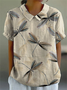 Women Dragonfly Short Sleeve Shirt Summer Printing Shawl Collar Daily Casual Top
