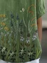 Women Floral Short Sleeve Shirt Summer Printing Shawl Collar Daily Casual Top