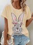 Women Easter (rabbit) Short Sleeve Tee T-shirt Crew Neck Casual Summer Top