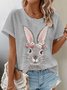Women Easter (rabbit) Short Sleeve Tee T-shirt Crew Neck Casual Summer Top