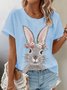 Women Easter (rabbit) Short Sleeve Tee T-shirt Crew Neck Casual Summer Top