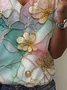 Women Floral Short Sleeve Tee T-shirt V Neck Printing Casual Summer Graphic Tee Top