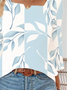 Women Floral Three Quarter Sleeve Blouse Spring/Fall Printing Notched Daily Casual Top