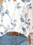 Women Floral Three Quarter Sleeve Blouse Spring/Fall Printing Notched Daily Casual Top