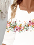 Women Floral Three Quarter Sleeve Blouse Spring/Fall Printing Notched Daily Casual Top