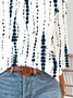 Women Striped Three Quarter Sleeve Blouse Spring/Fall Printing Notched Daily Casual Top