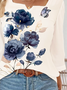 Women Floral Three Quarter Sleeve Blouse Spring/Fall Printing Notched Daily Casual Top