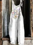 Women Floral Spaghetti Sleeveless Casual Summer Cotton Jumpsuit