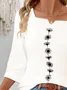 Women Floral Three Quarter Sleeve Blouse Spring/Fall Printing Notched Daily Casual Top