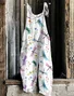 Women Floral Spaghetti Sleeveless Casual Summer Cotton Jumpsuit