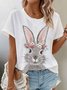 Women Easter (rabbit) Short Sleeve Tee T-shirt Crew Neck Casual Summer Top
