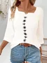 Women Floral Three Quarter Sleeve Blouse Spring/Fall Printing Notched Daily Casual Top