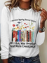 Women Text Letters Long Sleeve Blouse Spring/Fall Crew Neck Daily Casual Top