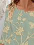 Women Floral Three Quarter Sleeve Blouse Spring/Fall Printing Notched Daily Casual Top